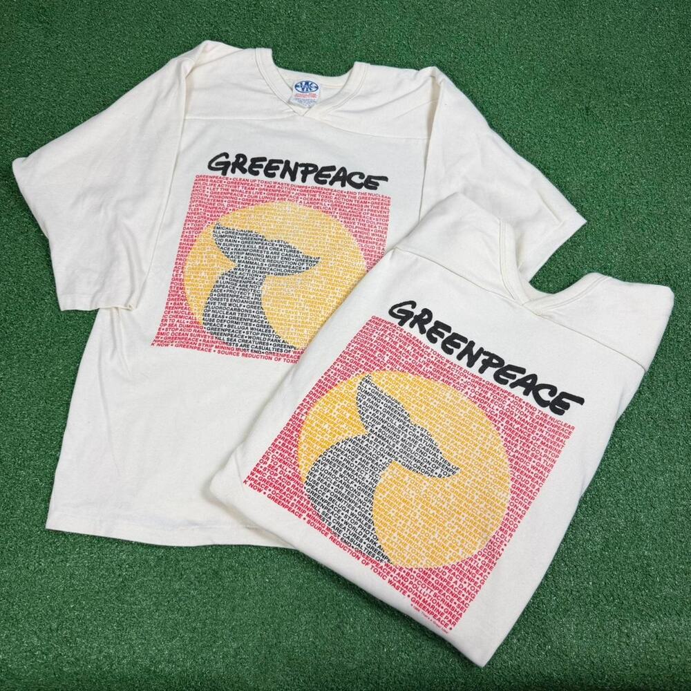 Vintage 80s Greenpeace Environmental Activism T-Shirt USA Made Adult L Lot of 2